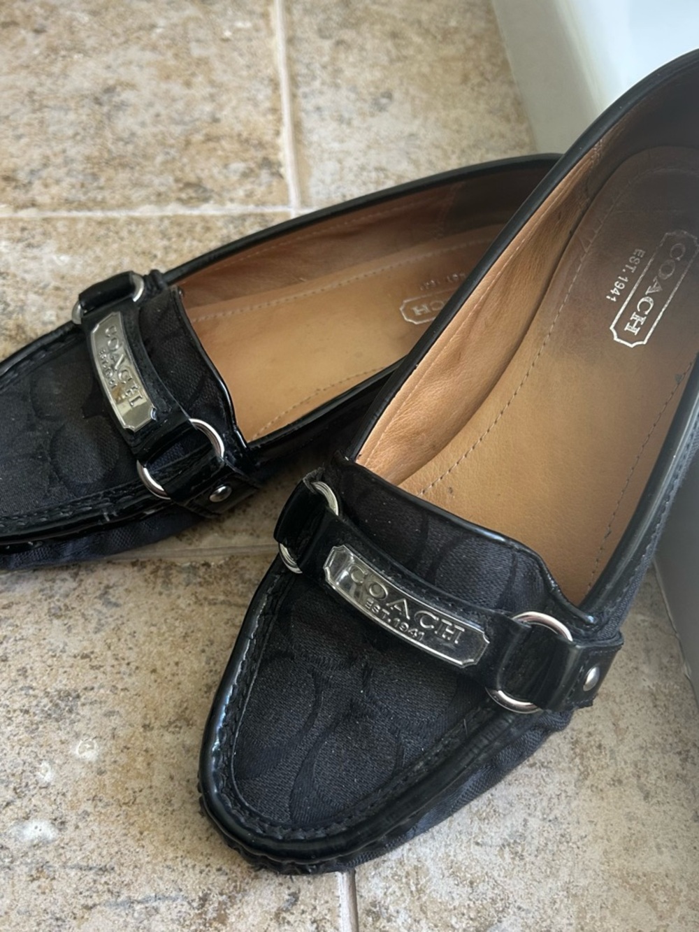 COACH Women's Black Signature driving shoe